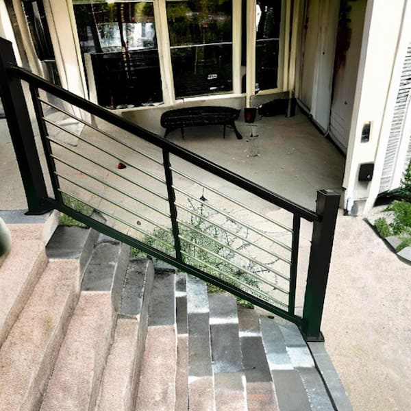 Cornell 36 in. H x 72 in. W Textured Black and Silver Horizontal Aluminum Rod Stair Railing Kit