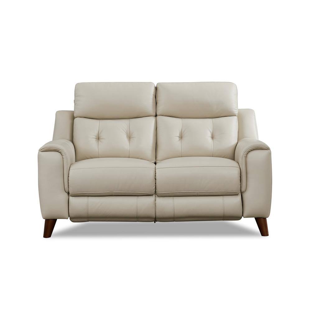 Hydeline Torino 64.5 in. Vanilla Solid Leather Reclining 2Seat Loveseats with Zero Gravity and