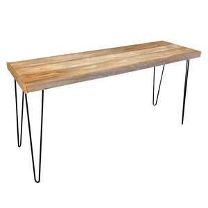 Colt 58 in. Long Natural 17.5 in. High Rectangle Reclaimed Wood Console Table with Black Metal Legs
