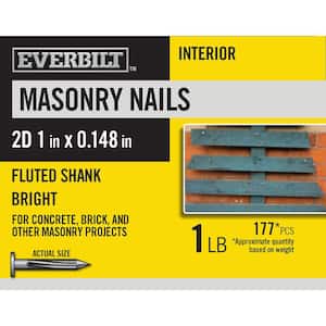 2D 1 in. Fluted Masonry Nails Bright 1 lb (Approximately 177 Pieces)