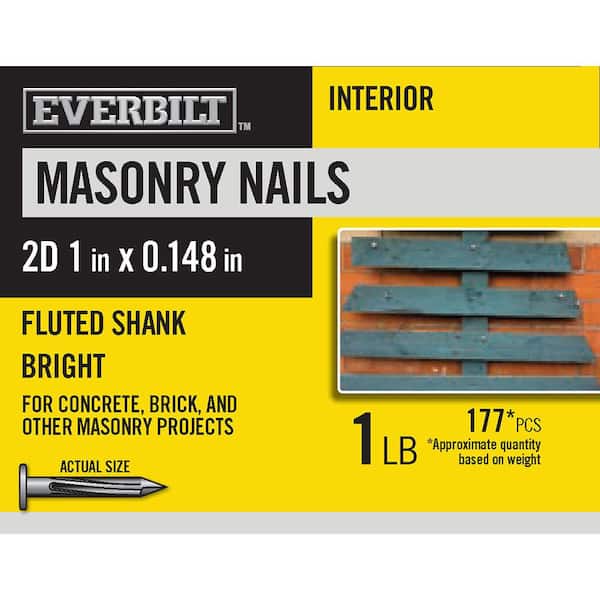 Everbilt 2D 1 in. Fluted Masonry Nails Bright 1 lb (Approximately 177 Pieces)