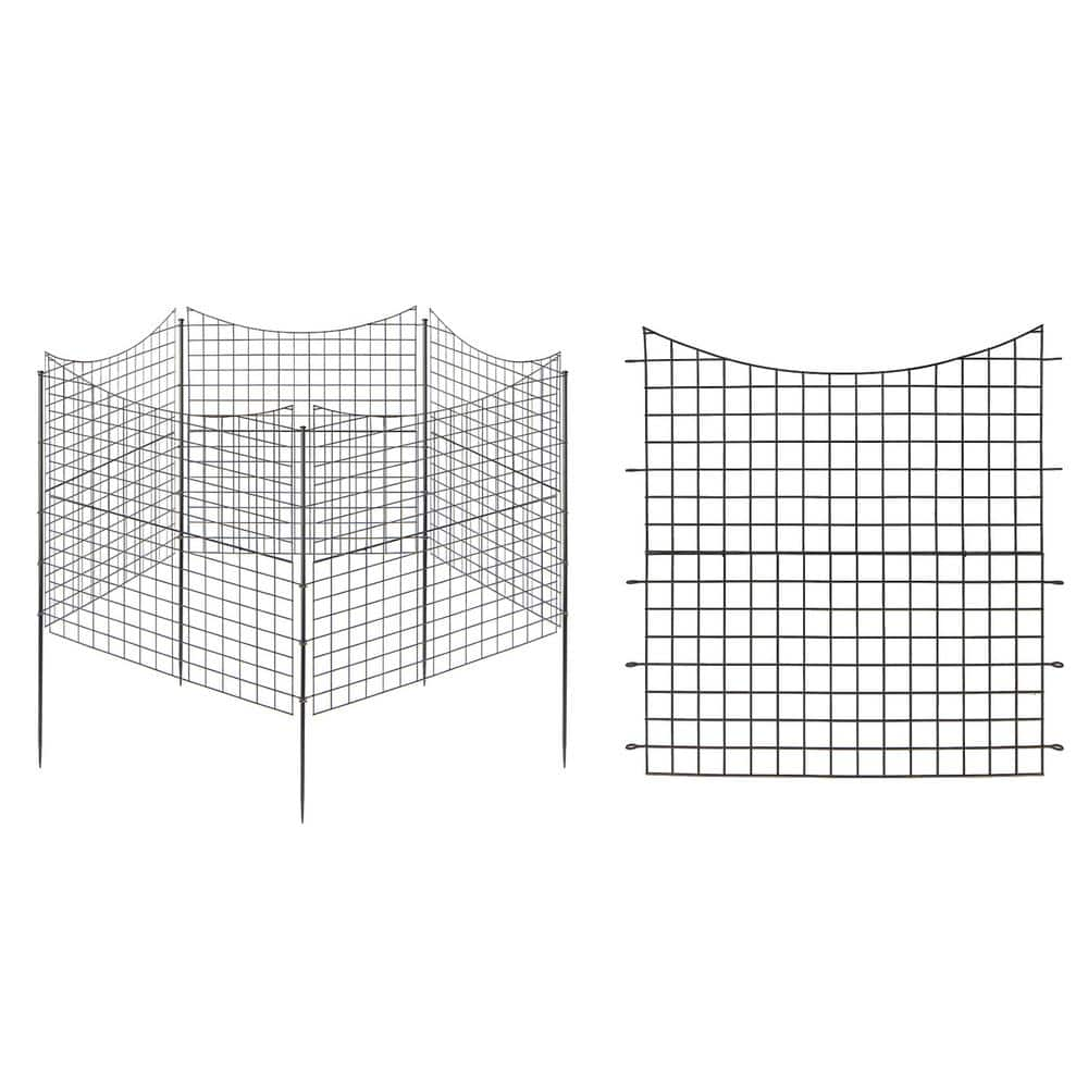 ANGELES HOME 39 in. Metal Garden Fence Outdoor Animal Barrier ...