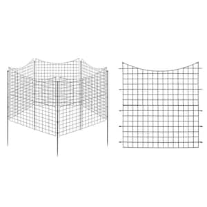 39 in. Metal Garden Fence Outdoor Animal Barrier Decorative with 5-Panels and 5 Stakes