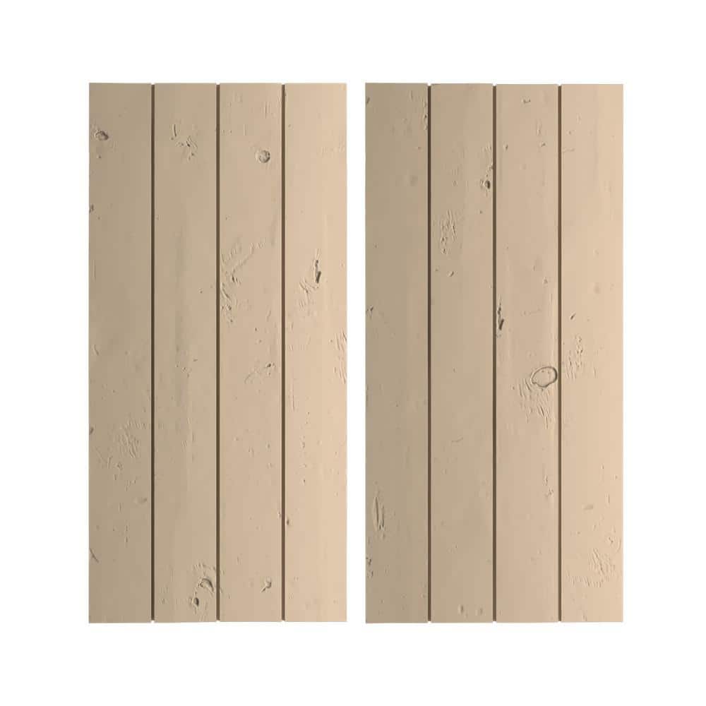 22 in. x 82 in. Timberthane Polyurethane 4-Board Joined Board-n-Batten Knotty Pine Faux Wood Shutters, No Batten Pair price history on PriceWatchPro