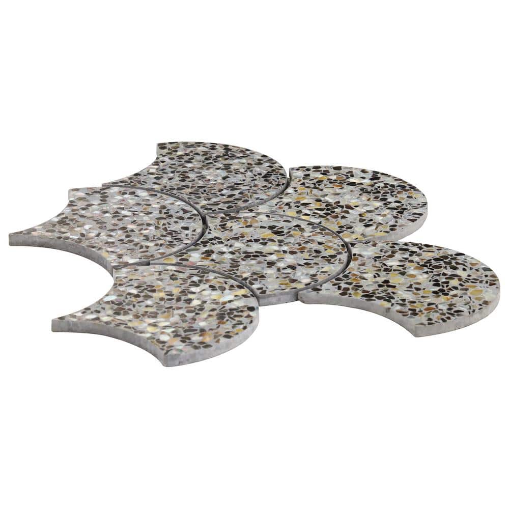 Gray Iridescent Polished Mosaic Fish Scale Tile