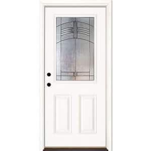 33.5 in. x 81.625 in. Rochester Patina 1/2 Lite Unfinished Smooth Right-Hand Inswing Fiberglass Prehung Front Door