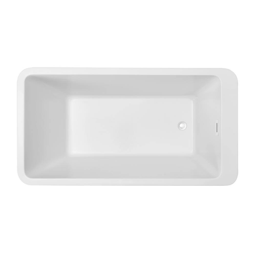 60" Glossy White Freestanding Acrylic Soaking Bathtub
