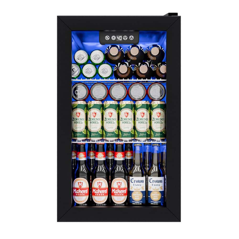 15.35 in. Single Zone 130-Cans Built-in/Freestanding Beverage Cooler Fridge with Shelves in Matte Black,See-Thru Door price history on PriceWatchPro
