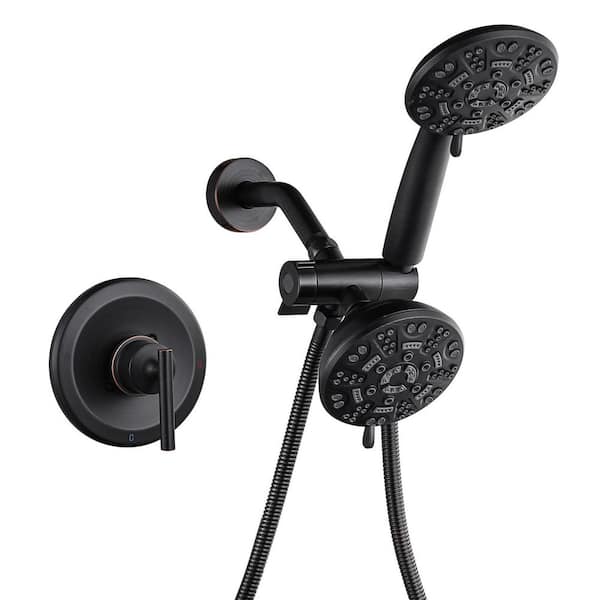 Single-Handle 7-Spray Shower Faucet 1.8 GPM with Dual Shower Adjustable Heads in Oil Rubbed Bronze (Valve Included)