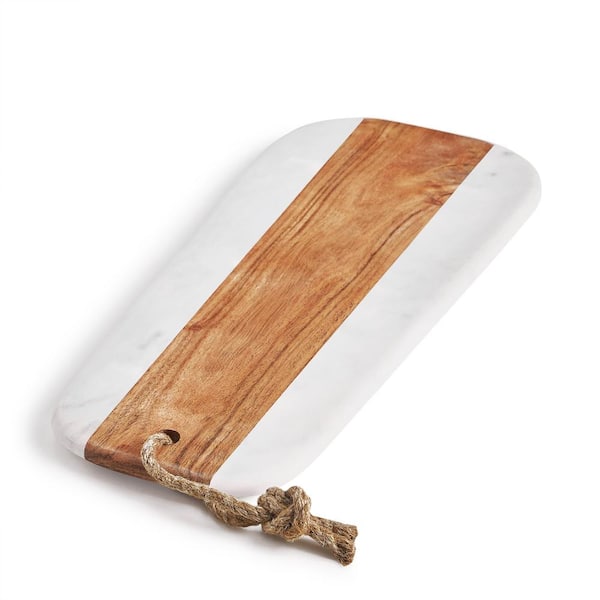 GAURI KOHLI Moonlight Marble Serving Board with Knives