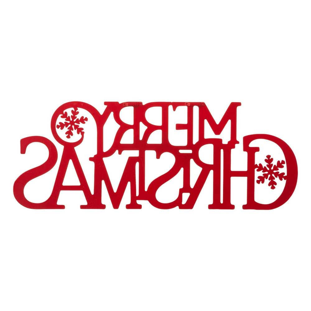 Red Iron Merry Christmas Outdoor Wall Sign
