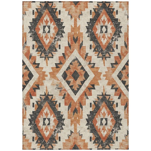 Chantille Machine Washable Indoor/Outdoor Abstract ACN1878 Terracotta 8 ft. x 10 ft. Accent Rug