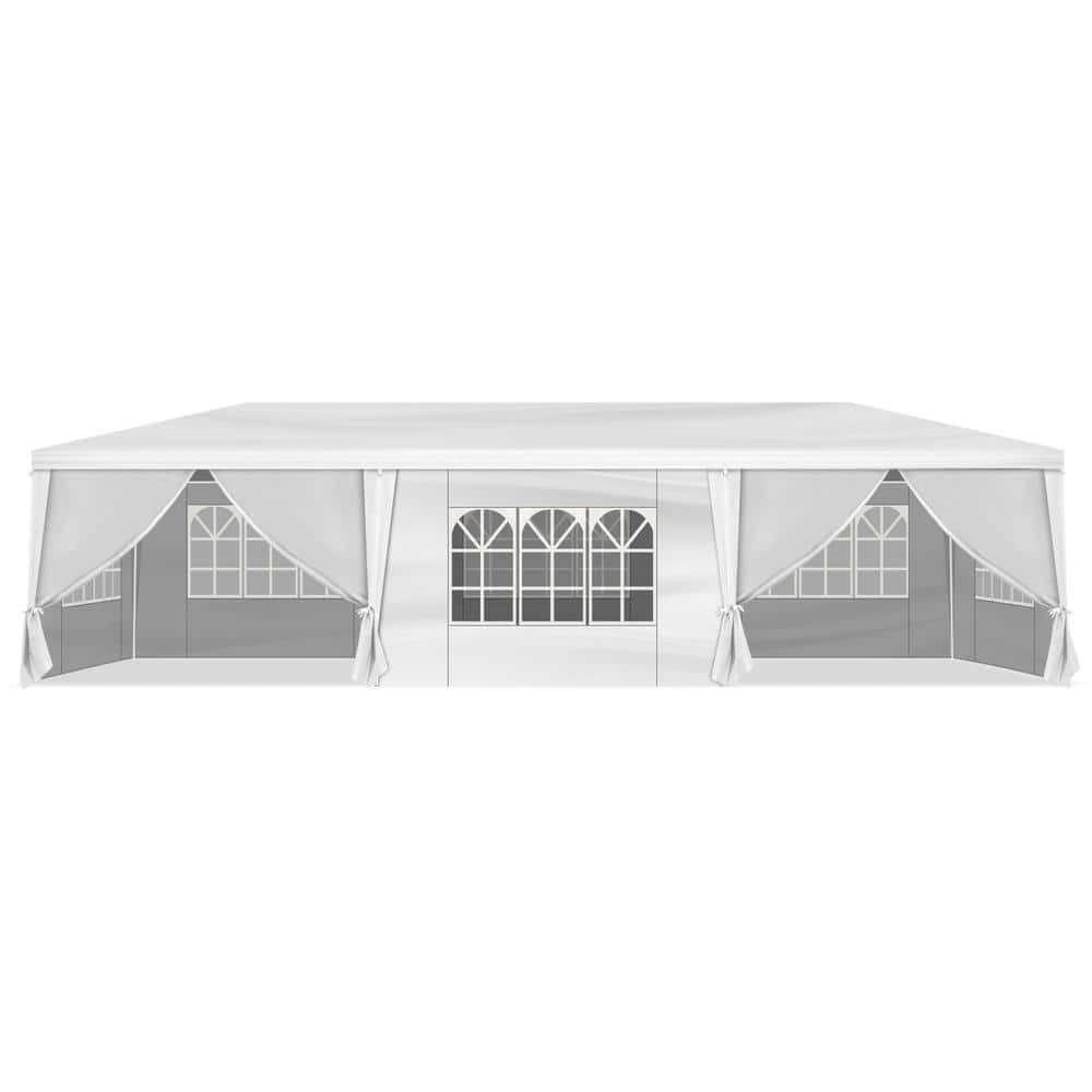 10 ft. x 30 ft. White Outdoor Tent with 8-Removable Sidewalls for Party, We