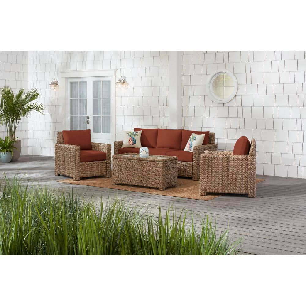 Reviews for Hampton Bay Laguna Point 4-Piece Natural Tan Wicker Outdoor Patio Conversation 