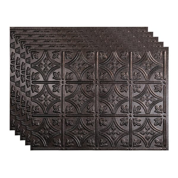 18 in. x 24 in. Traditional #1 Smoked Pewter Vinyl Backsplash Panel (Pack of 5)