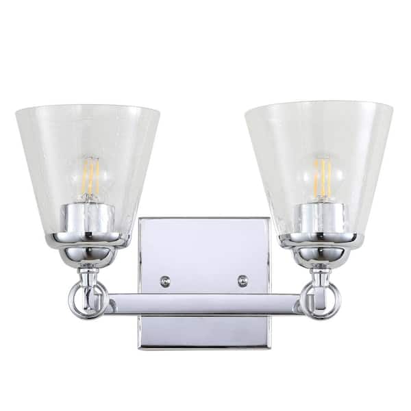 Marion 12.75 in. 2-Light Hurricane Metal/Glass Chrome Vanity Light