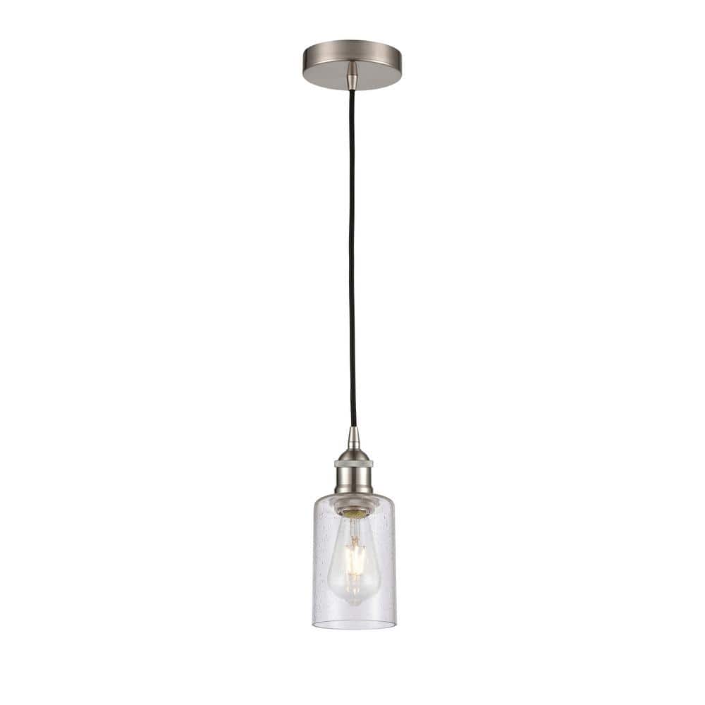 Clymer 100-Watt 1-Light Brushed Satin Nickel Shaded Mini Pendant Light with Seeded Glass Seeded Glass Shade price history on PriceWatchPro