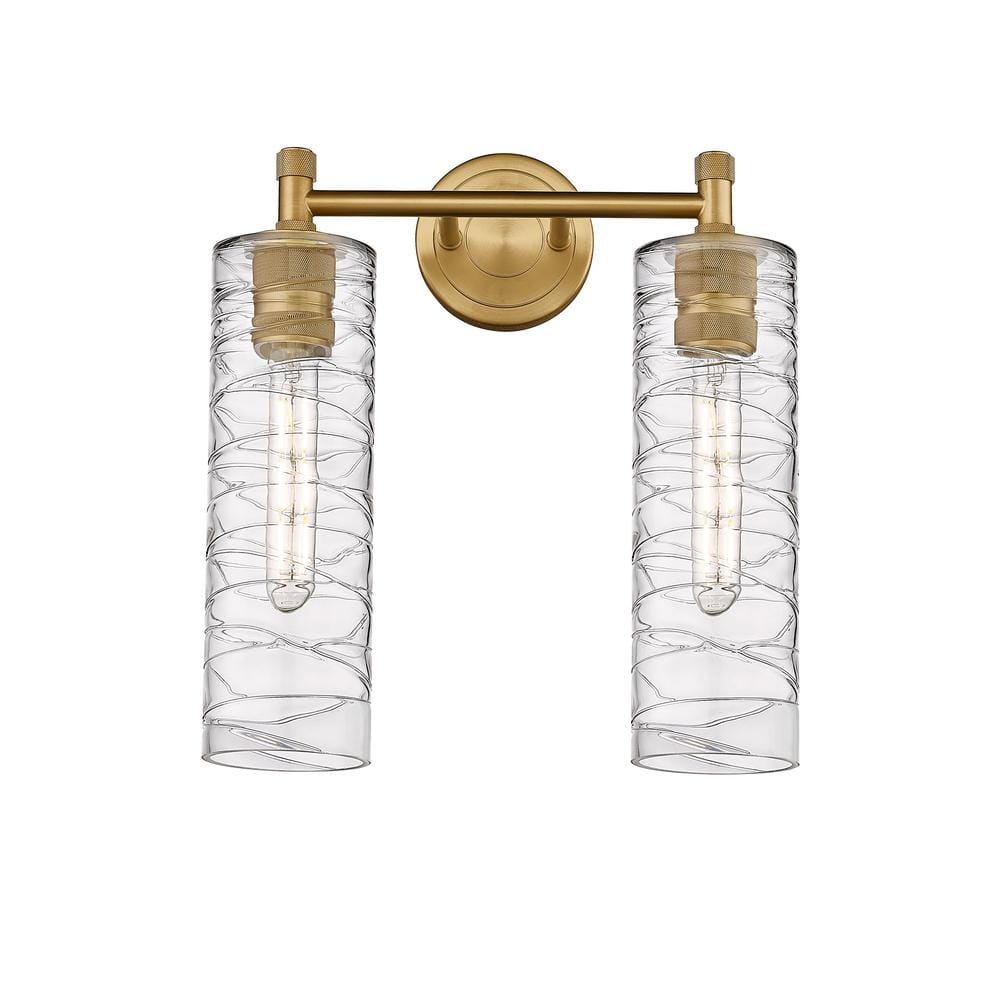 Crown Point 13.88 in. 2-Light Brushed Brass Vanity Light with Glass Shade price history on PriceWatchPro