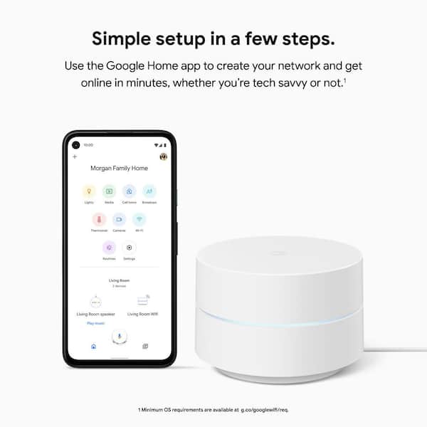 Google WiFi - Mesh Router AC1200 - Powered Adapter - White - (3