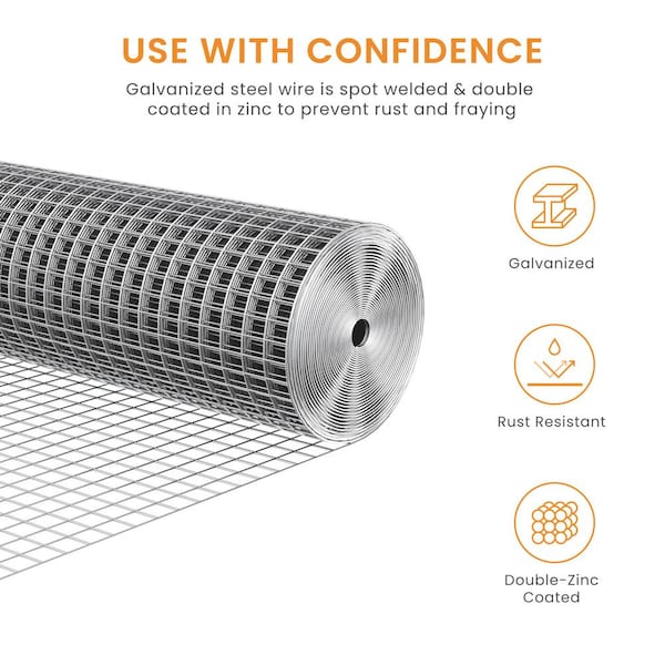 1/10 in. 3 ft. x 164 ft. 13-Gauge Hot Dip Galvanized Welded Wire Fence, Chicken Coop Wire Mesh, Gopher Barrier Fence
