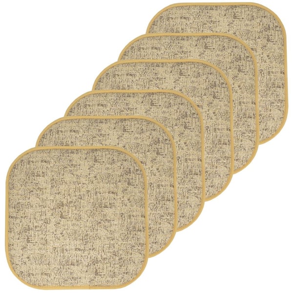 Sweet Home Collection Broadway Square Memory Foam 16 in.x16 in. Non-Slip Back, Chair Cushion (6-Pack), Camel/Brown