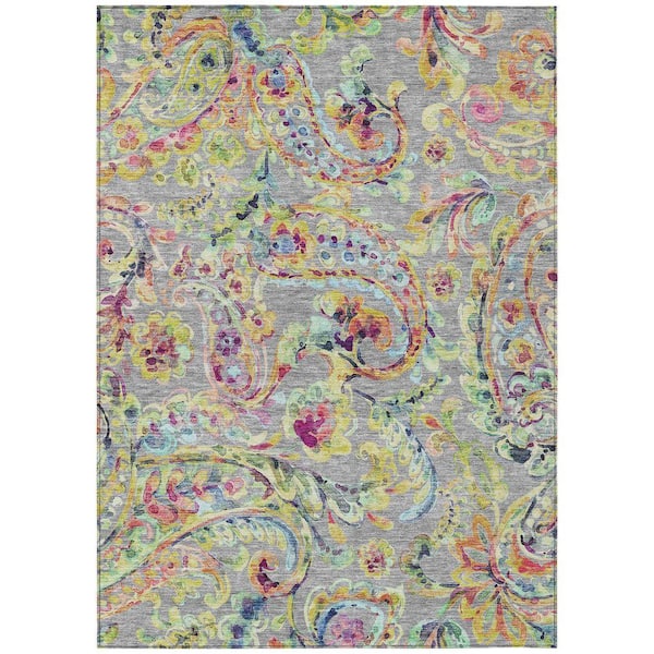 Chantille Machine Washable Indoor/Outdoor Abstract ACN834 Gray 8 ft. x 10 ft. Area Rug