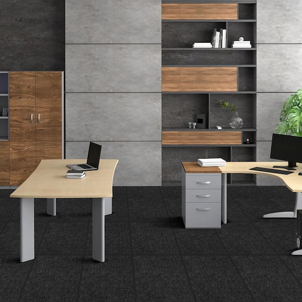 Black Commercial Residential 24 in. x 24 in. Peel and Stick Pattern Carpet Tile Carpet Squares 60 sq. ft.