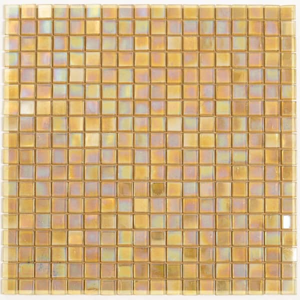 Apollo Tile Skosh 11.6 in. x 11.6 in. Glossy Light Shimmer Beige Glass Mosaic Wall and Floor Tile (18.69 sq. ft./case) (20-pack)