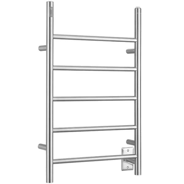 Ancona Nova OBT 5-Bar 3-in-1 Electric Hardwired and Plug-in Towel Warmer with Integrated Timer in Brushed Stainless Steel
