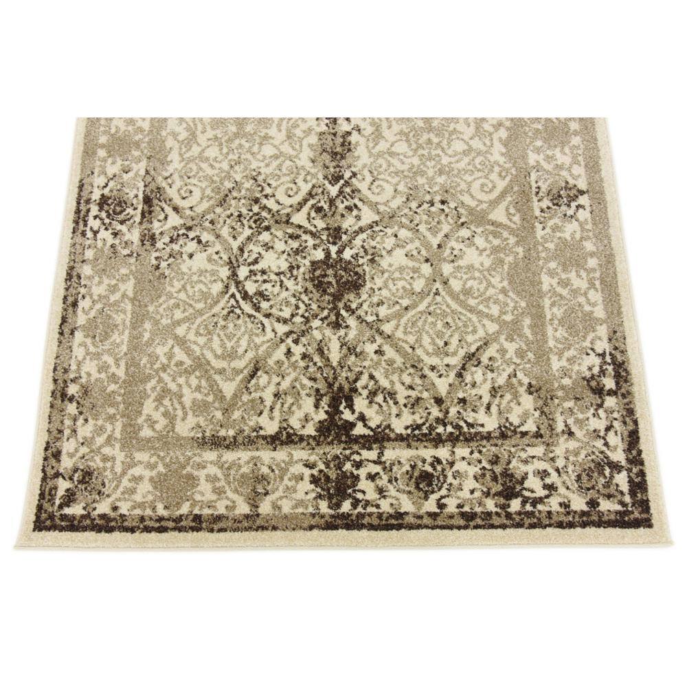 Beige Floral Elegance 4' x 6' Reversible Synthetic Area Rug