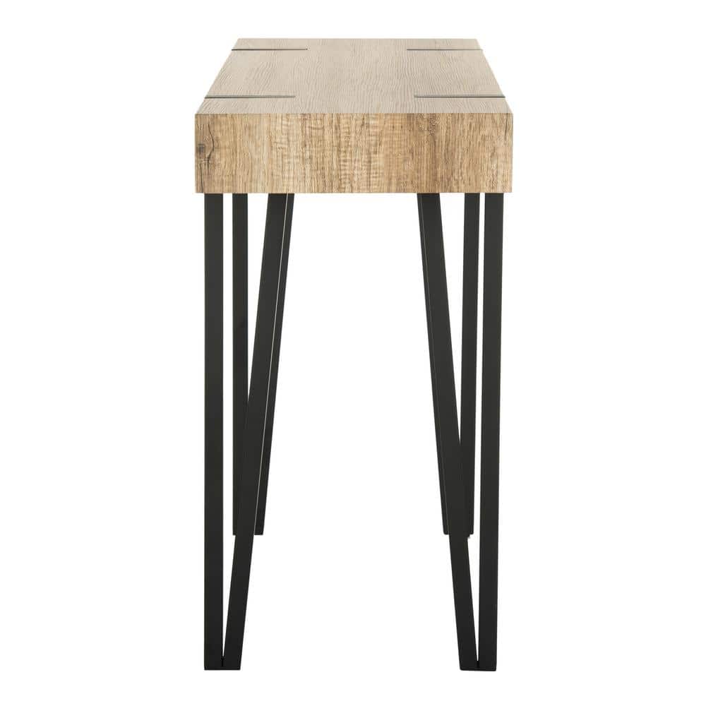 Alyssa Rustic Brown and Black Wood Metal Console Table