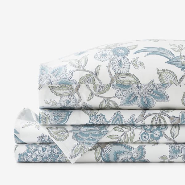 The Company Store Legends Hotel Blue/Ivory Sonita Sateen Full Sheet Set