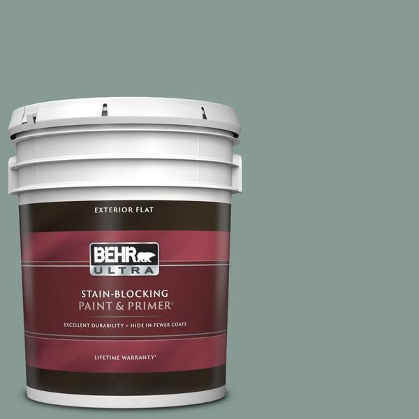 BEHR ULTRA 5 gal. #N430-4 Rainy Afternoon Flat Exterior Paint & Primer