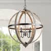 LNC 6-Light Black Globe Cage Candlestick Island Chandelier with ...