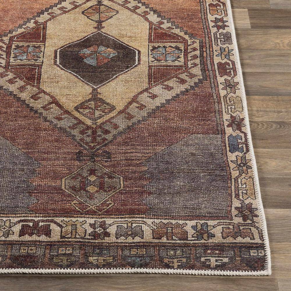 Medinah Dark Red and Camel Chenille Area Rug 6'7" x 9'