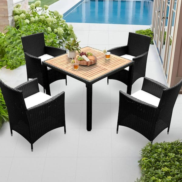 AUTMOON 5-Piece Wicker Indoor Outdoor Dining Furniture, All