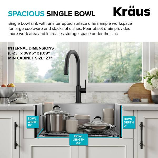 KRAUS Kore Workstation Drop-In Stainless Steel 30 in. Single Bowl Kitchen  Bar Sink with Accessories KWT310-30 - The Home Depot