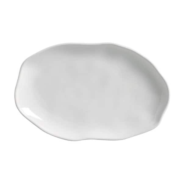 11.81 in. New White Stoneware Shallow Oval Platter Medium (Set of 4)