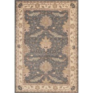 India House Blue 7 ft. x 10 ft. Bordered Traditional Area Rug