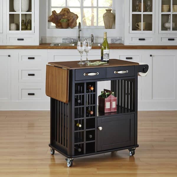 Home Styles 47.5 in. W Wood Danville Kitchen Cart in Black
