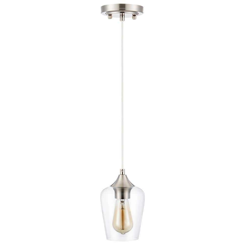 1-Light Brushed Nickel Pendant Ceiling Light with Glass Shade price history on PriceWatchPro