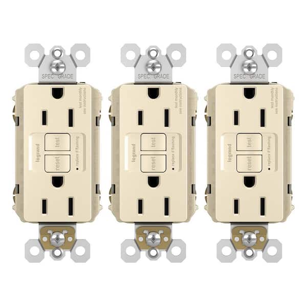 radiant 15 Amp 125-Volt Tamper Resistant GFCI Residential/Commercial Decorator Duplex Outlet, Light Almond (3-Pack)