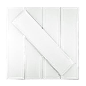 Frosted Elegance Glossy White Beveled Subway 3 in. x 12 in. Peel & Stick Glass Wall Tile (10.5 sq. ft./Case)