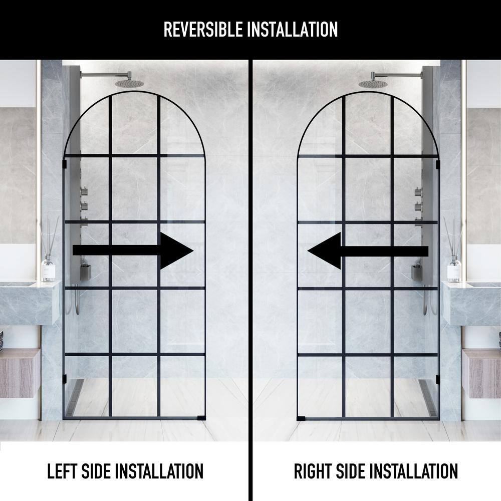 Arden Matte Black 34" x 78" Framed Shower Screen with Clear Glass