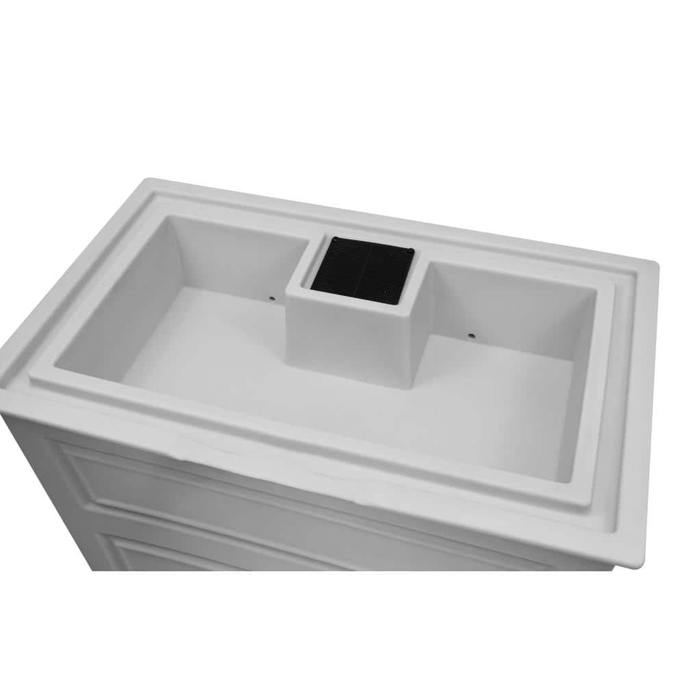 Savannah Light Gray Colonial Style 42 Gallon Rain Saver with Planter and Brass Spigots