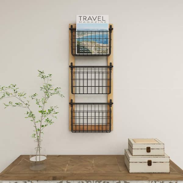 Litton Lane Black Metal Farmhouse Magazine Rack Holder 58646 - The