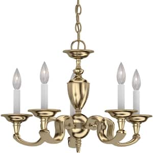 5-Lights Polished Solid Brass Chandelier