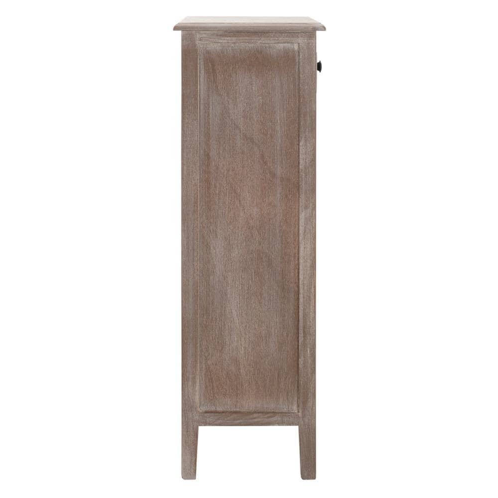 Transitional Michaela Rectangular Wooden Side Table with 4 Basket Drawers - Vintage White
