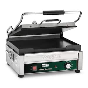 Tostato Supremo Large Flat Panini Grill Silver 120-Volt 14.5 in. x 11 in. Cooking Surface
