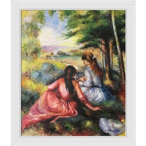 In The Meadow (Picking Flowers) by Pierre-Auguste Renoir Galerie White Framed Nature Painting Art Print 24 in. x 28 in.